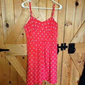 J crew red white spaghetti straped dress 8 women's